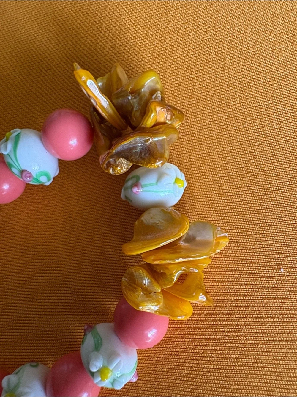 Kids Beaded Flower Charm Bracelet - Pink & White